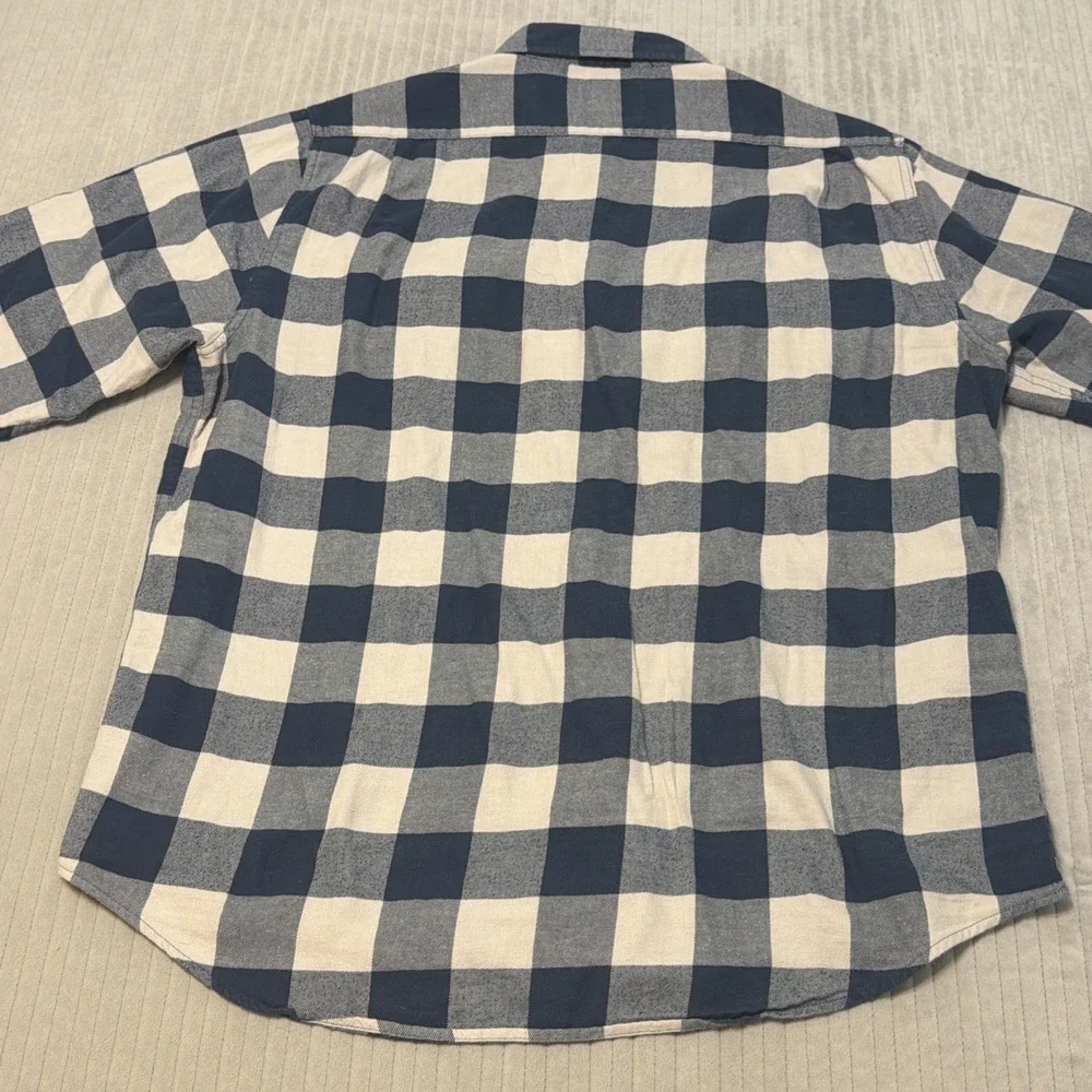 The Normal Brand Shirt Blue Plaid Long Sleeve Button Up Pocket Flannel Men's XL
